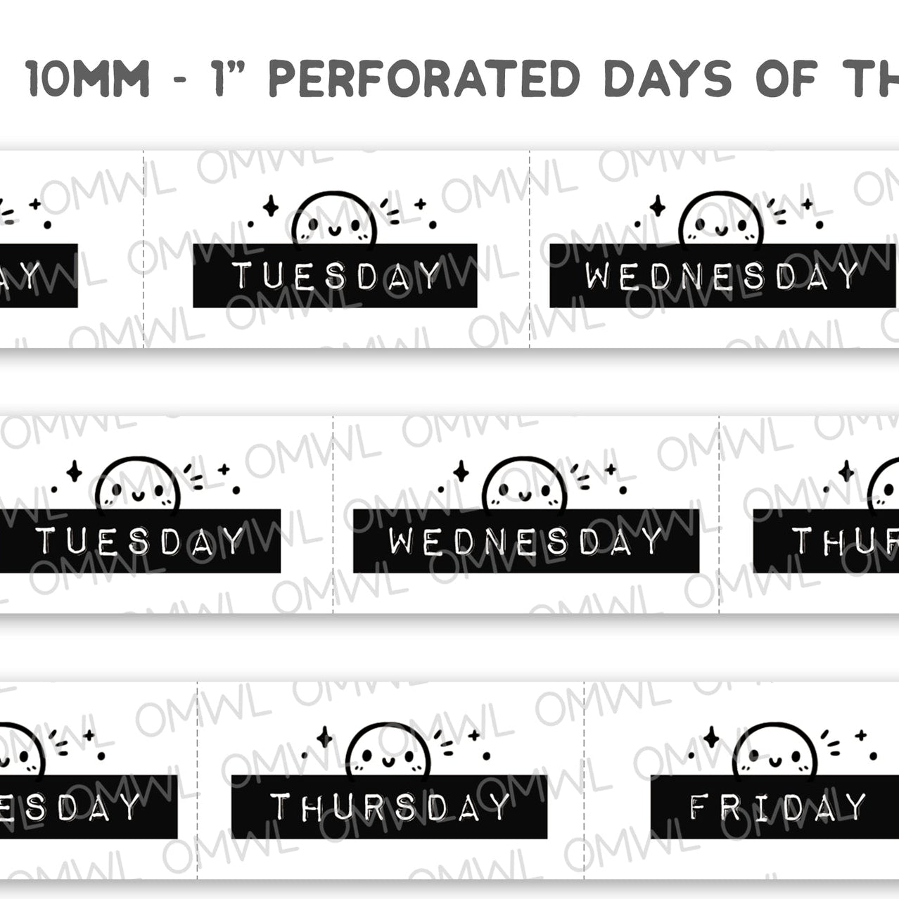Perforated at 1 inch wide, these junk journal style days of the week stickers are so handy to use!