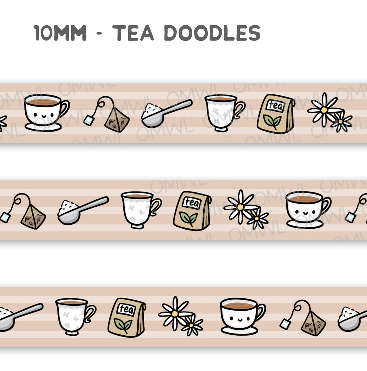Once More With Love Washi Tape - Tea Doodles

Matching mini tea doodles to go with our Coffee Love washi tape!

WHAT YOU RECEIVE:

1 roll of exclusively designed washi tape by Once More With Love

These washi tapes are great for decorating your munchkin planner spreads or for creating cards, scrapbook pages, or journals :)

Washi tapes come shrink wrapped. No other packaging provided!


SIZE: 10mm x 10m
MATERIAL: washi tape