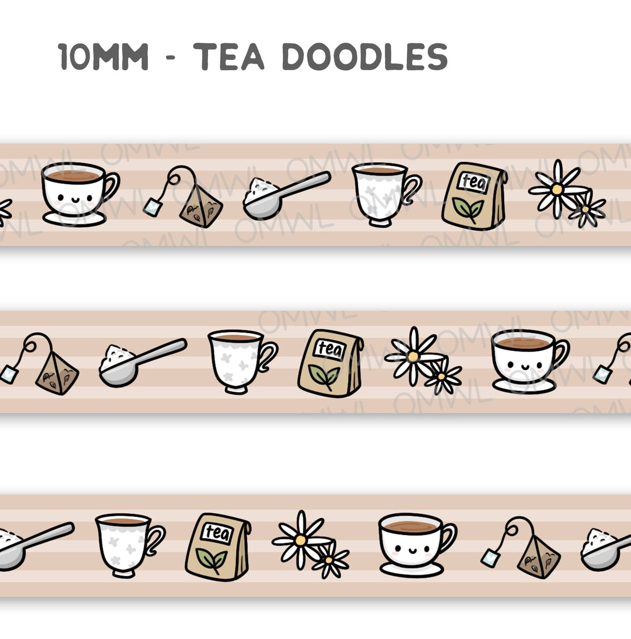 Once More With Love Washi Tape - Tea Doodles

Matching mini tea doodles to go with our Coffee Love washi tape!

WHAT YOU RECEIVE:

1 roll of exclusively designed washi tape by Once More With Love

These washi tapes are great for decorating your munchkin planner spreads or for creating cards, scrapbook pages, or journals :)

Washi tapes come shrink wrapped. No other packaging provided!


SIZE: 10mm x 10m
MATERIAL: washi tape