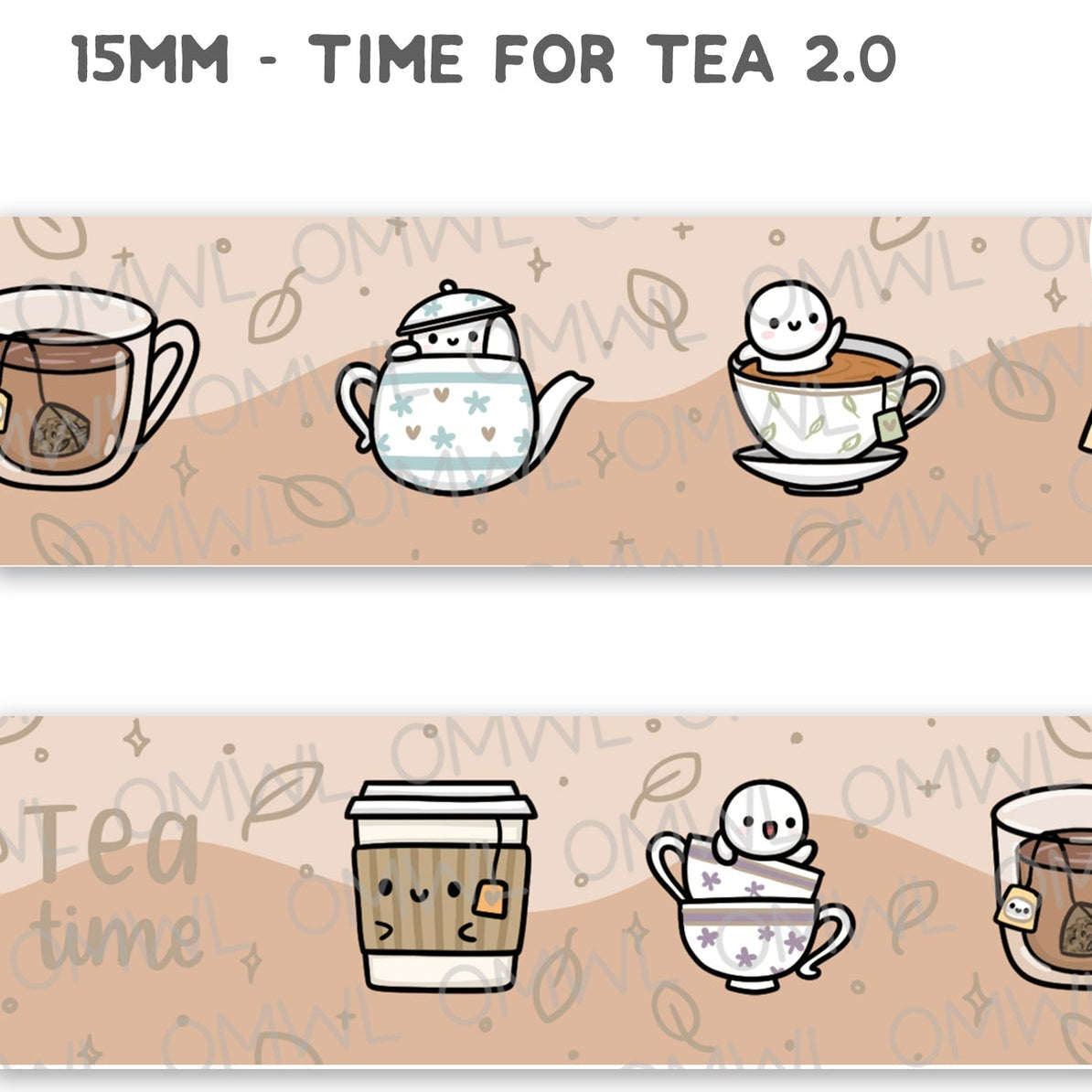 Once More With Love Washi Tape - Time For Tea 2.0 + Satin Champagne Foil

Another highly requested washi tape back with a tiny foil change!

WHAT YOU RECEIVE:

1 roll of exclusively designed washi tape by Once More With Love

These washi tapes are great for decorating your munchkin planner spreads or for creating cards, scrapbook pages, or journals :)

Washi tapes come shrink wrapped. No other packaging provided!


SIZE: 10mm x 10m
MATERIAL: washi tape