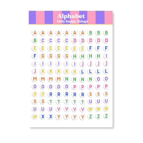 Only Happy Things Stationery - Alphabet A6 Sticker Sheet