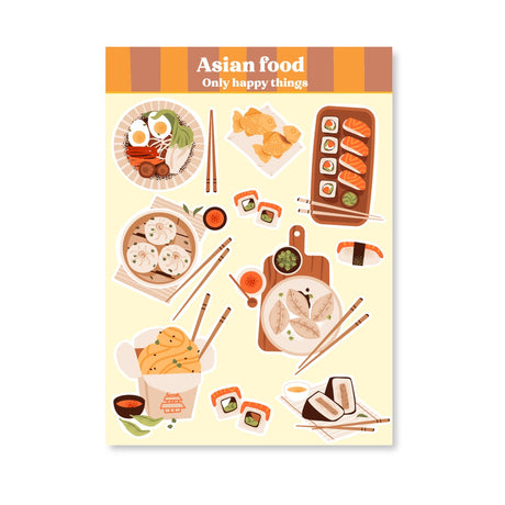 Only Happy Things Stationery - Asian Food A6 Sticker Sheet