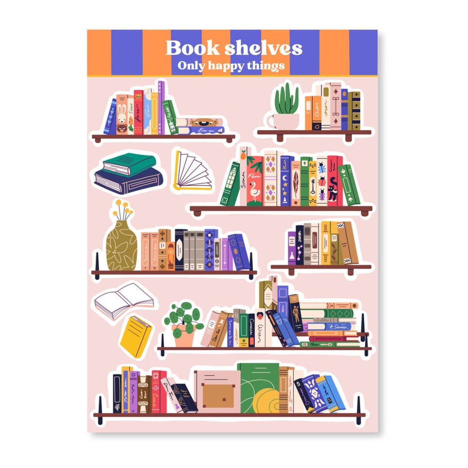 Only Happy Things Stationery - Bookshelves A6 Sticker Sheet