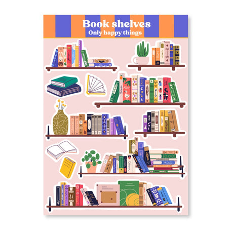 Only Happy Things Stationery - Bookshelves A6 Sticker Sheet
