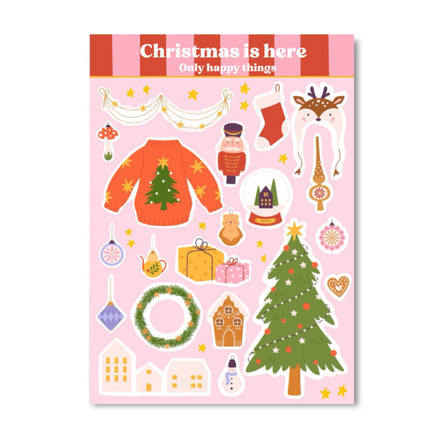 Only Happy Things Stationery - Christmas Is Here A6 Sticker Sheet
