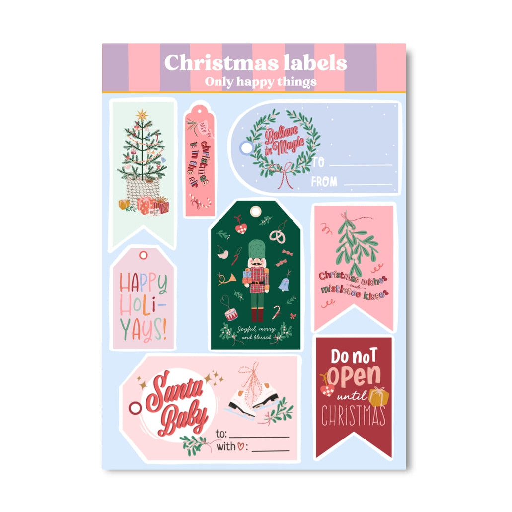 Only Happy Things Stationery - Christmas Labels A6 Sticker Sheet