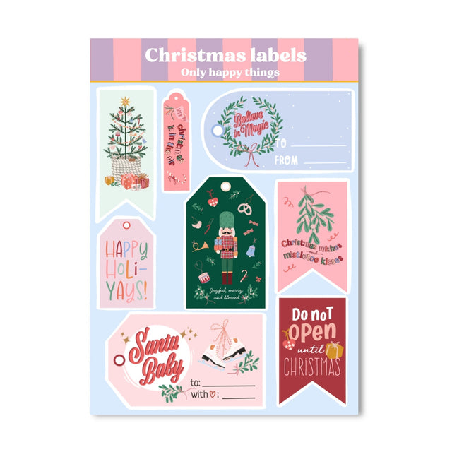 Only Happy Things Stationery - Christmas Labels A6 Sticker Sheet