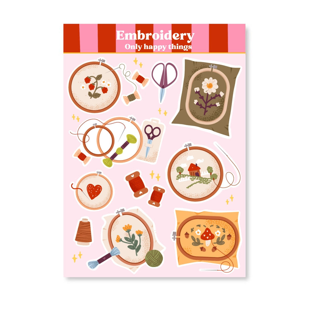 Only Happy Things Stationery - Embroidery A6 Sticker Sheet