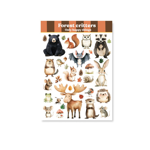 Only Happy Things Stationery - Forest Critters A6 Sticker Sheet