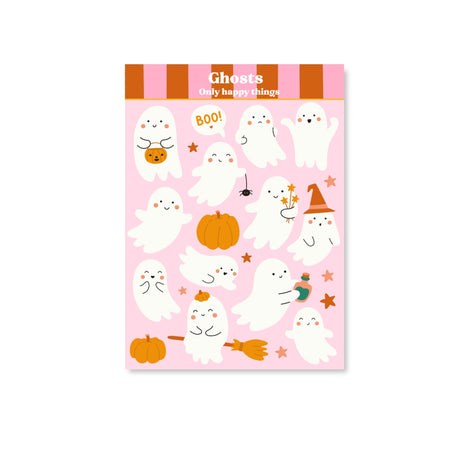 Only Happy Things Stationery - Ghosts A6 Sticker Sheet