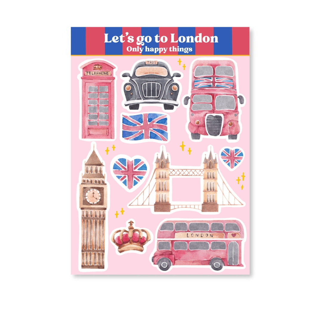 Only Happy Things Stationery - Let's Go To London A6 Sticker Sheet