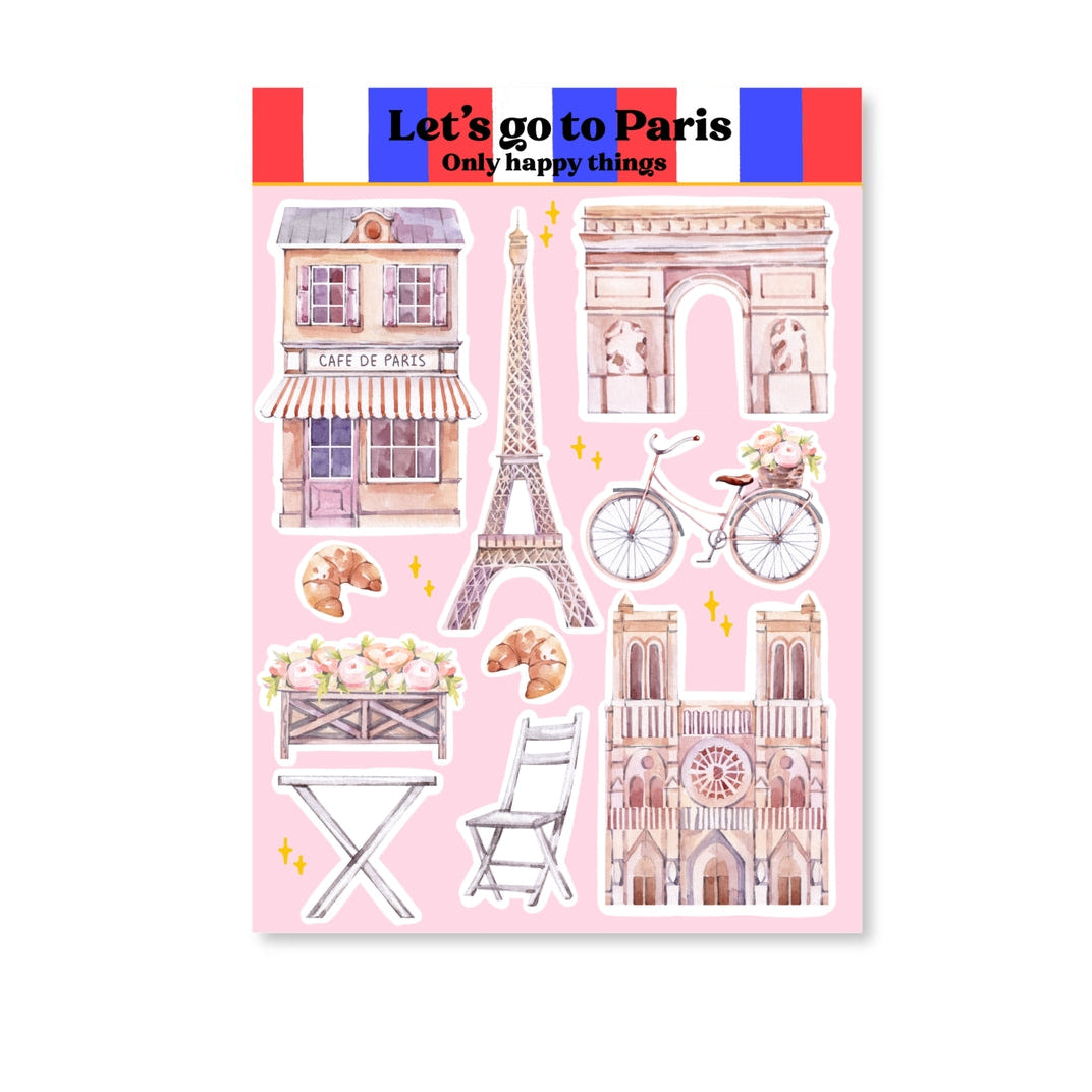 Only Happy Things Stationery - Let's Go To Paris A6 Sticker Sheet
