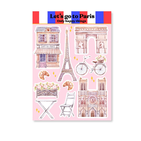 Only Happy Things Stationery - Let's Go To Paris A6 Sticker Sheet