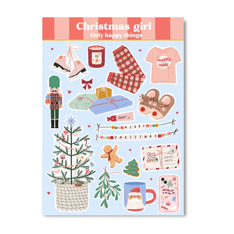 Only Happy Things Stationery - Stickersheet Christmas Girl A6 Sticker Sheet