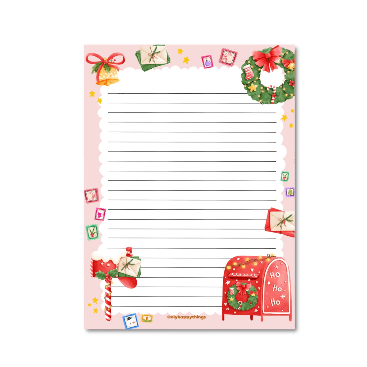 Only Happy Things Stationery - Christmas Mail Notepad A5