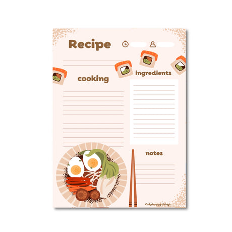 Only Happy Things Stationery - Cooking Recipes Notepad A5