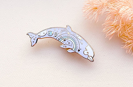 Orbital Glow Bottlenose Whale Enamel Pin