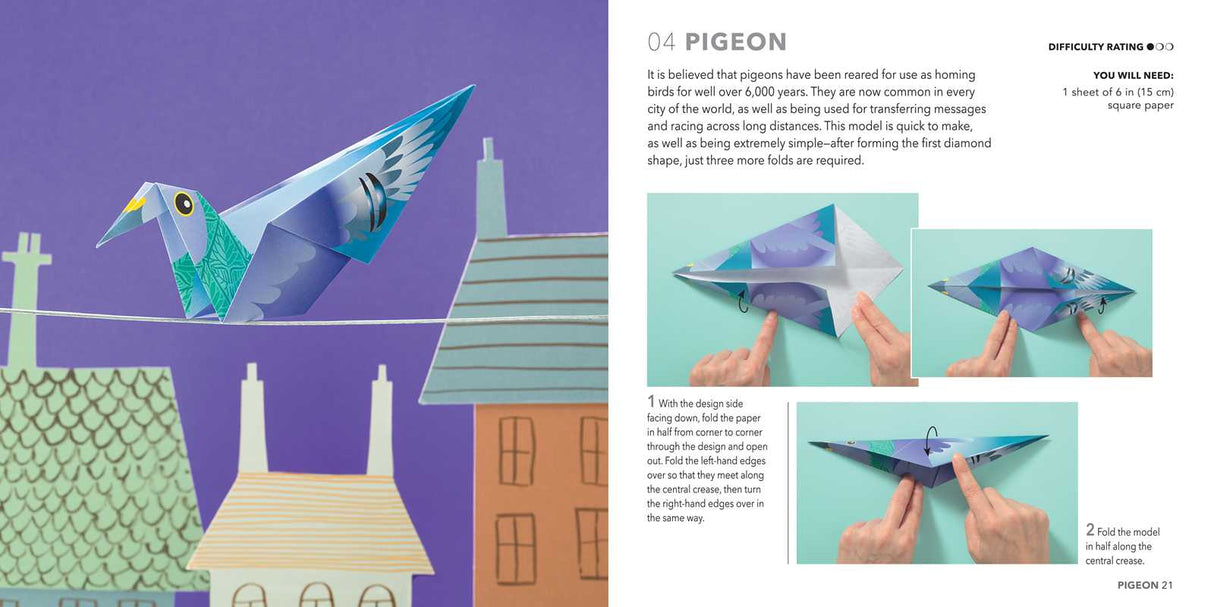 Take a step into the mindful, calming world of butterflies, birds, and bees with this 64-page project book and 250 sheets of origami paper.

Explore the best that nature has to offer with 250 sheets of specially-designed printed paper and a 64-page instruction book that guides you step-by-step through 15 wonderful paper projects. From penguins, pelicans, and puffins to three different butterflies at varying difficulties of construction, you're spoilt for choice on where to start!

The friendly critters can 