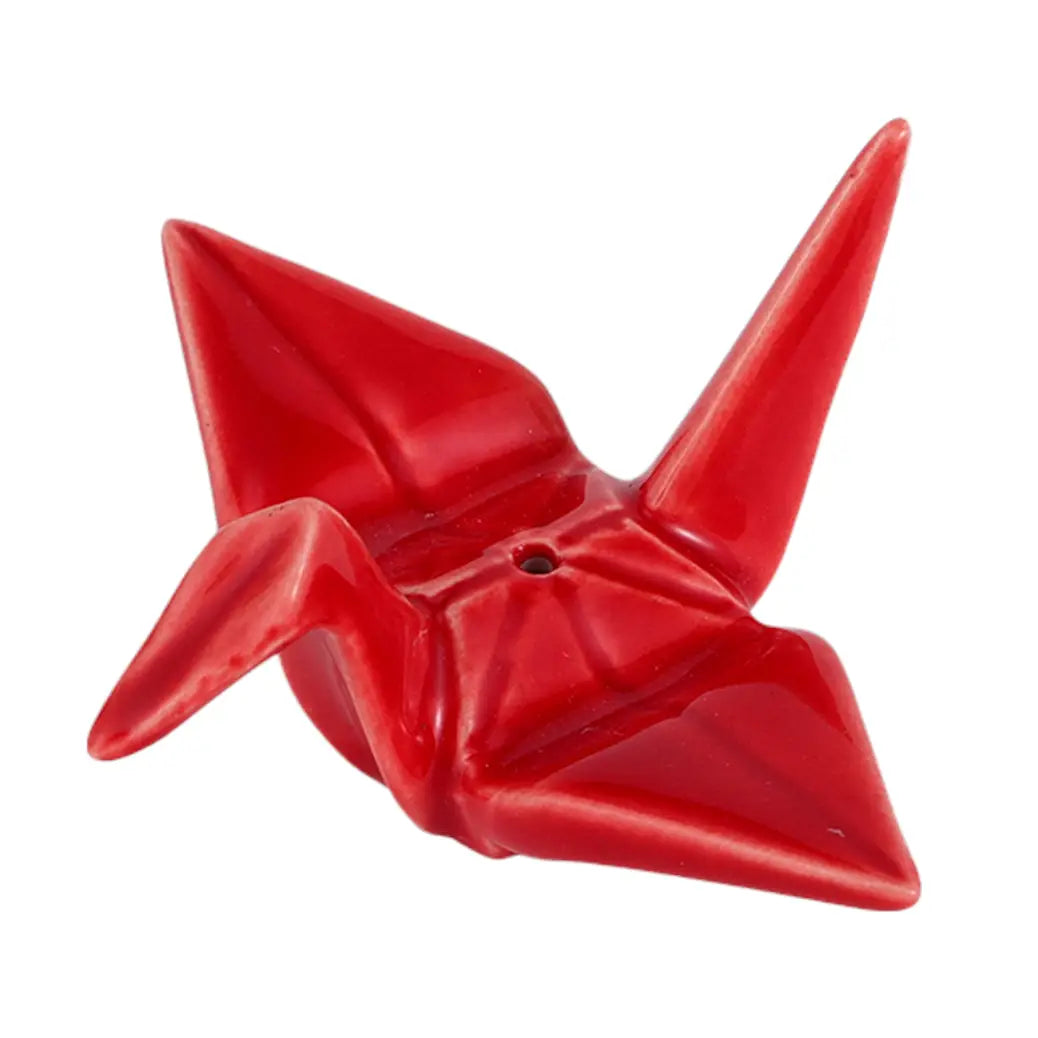 Origami Crane Incense Holder 2 Inch L Red
