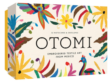 Celebrate the bold, modern, and colorful art of the Otomi in the Otomi Notecards. Vibrant patterns leap off the page with fully embossed designs that mimic the raised texture of the traditional embroidery of the Otomi people, who are indigenous to central Mexico. A perfect all-occasion set, Otomi Notecards includes four stunning designs paired with four different envelopes, each with a flash of color inside, and a historical description of Otomi embroidery.
