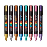 POSCA PC-5M 8-Color Medium Tip Dark Metallic Paint Marker Set