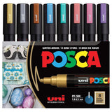 POSCA PC-5M 8-Color Medium Tip Dark Metallic Paint Marker Set