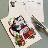 A happy camping cat, there are bits representing Oregon and Washington such as Meadowlark and Goldfinch birds, the iconic banana slug, trillium flowers and chanterelles, Douglas Fir... can you spot them all?

+ size: 4.25 x 6” standard size, regular postage stamp
+ printed on a ‘toothy’ rag off white color card stock paper
+ FSC 100% recycled environmentally friendly paper
+ created and printed in Portland, OR 


All work and photos ©PAPER PUFFIN Art by K.CARLSON