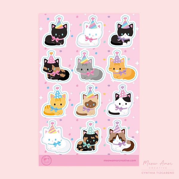 Meow Creative Party Cats Vinyl Sticker Sheet