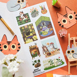📚🐈 Tucked between cozy rooms, leafy corners, and pages waiting to be explored, @havenpeckover’s curious cats are keeping very busy! These creative kitties paint portraits, curl up with books, play with yarn, tend to their plants, and settle in for quiet study sessions with tea and cookies. A charming little sheet for anyone who believes work is better with a cat nearby, and play is basically required between chapters.

Art by: @havenpeckover