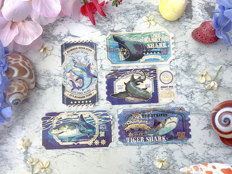 Pegushi Gold Foil Sharks Washi Tape
