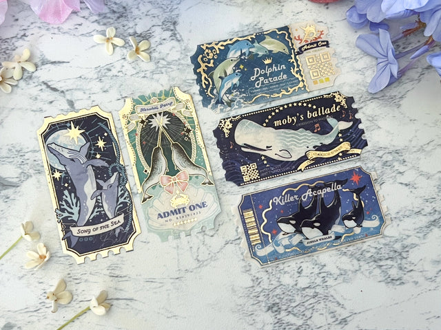 Pegushi Gold Foil Whales Ticket Washi Tape