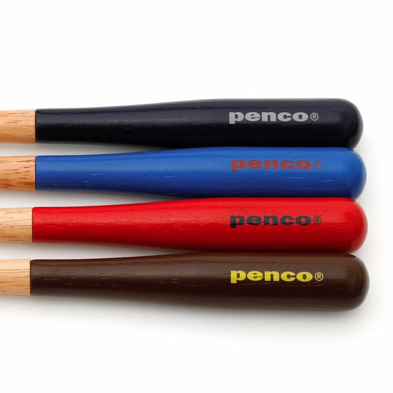 A wooden baseball bat pen by Penco. The bat handle acts as the cap, and the pen tip is made of brass.

Comes in black oil-based ink with 0.8mm tip.&nbsp;