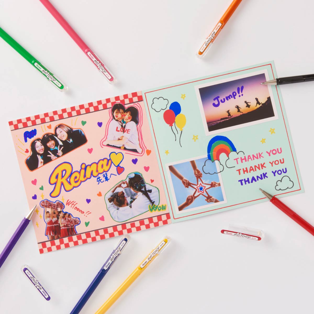 Pentel Hybrid Mattehop Gel Pen Set B Sweet - 7 Colors