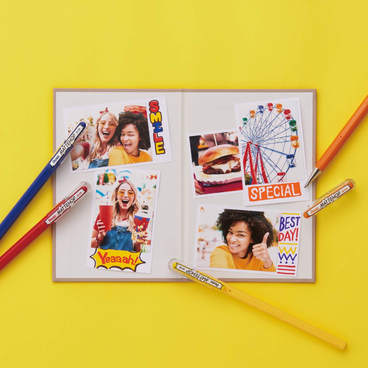 Pentel Hybrid Mattehop Gel Pen Set B Sweet - 7 Colors