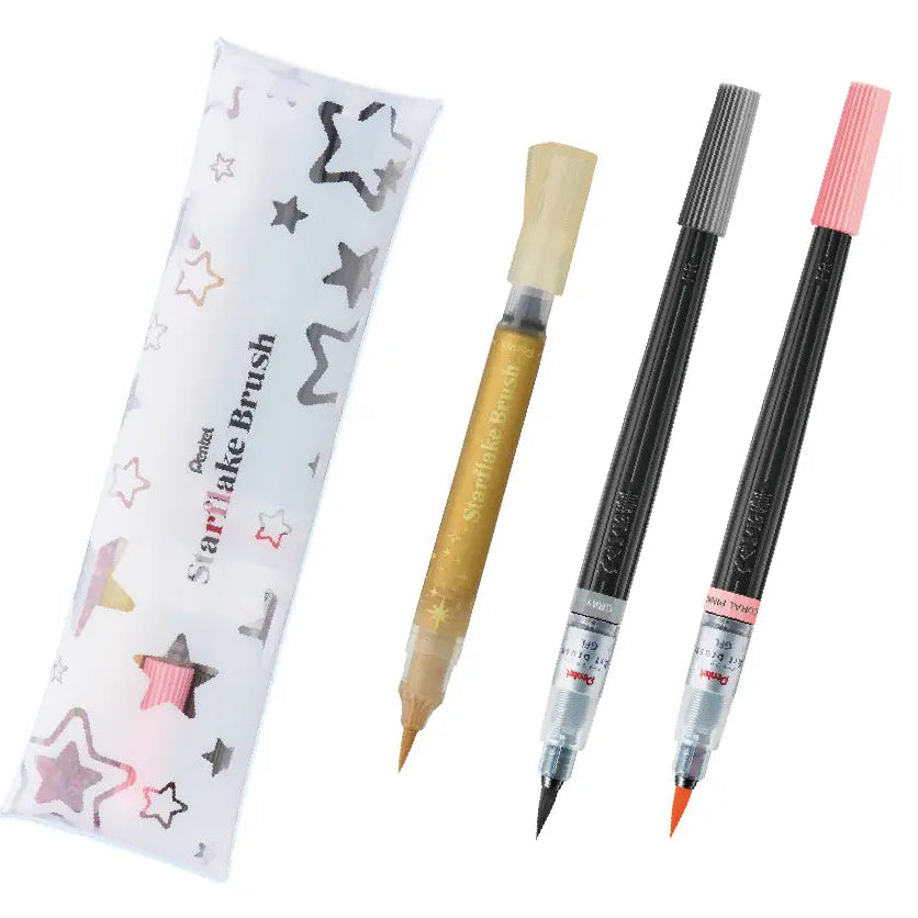 This is a limited edition starter set that combines the original multi-case with one color of Starflake Blush and two colors of "Art Blush". It also comes with a leaflet with tips and examples for color matching.

Starflake Blush Glitter-only brush pen

The base ink is colorless and transparent, so you can draw on top of text and illustrations. In addition, by layering the glitter, it is easy to adjust the amount of glitter, allowing you to freely create your desired level of brilliance.
