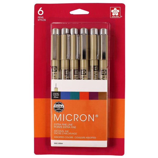 Sakura Pigma Micron Pens 005 .2mm 6/Pkg
