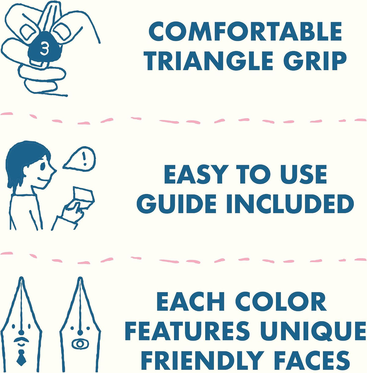 Pilot Kakuno Fountain Pen - Clear Blue

Kakuno is a delightful, new fountain pen that is ideal for both first time fountain pen users and experienced writers. Everyone can enjoy writing with a Kakuno fountain pen. "Kakuno" means "to write" in Japanese, and that's just what this pen helps users to do by featuring an appealing smiley face on the nib, when oriented upward, ensures perfect nib orientation.

&nbsp;The NEW Kakuno Clear body features the Extra Fine, Fine and Medium Nib (with a tongue sticking out)