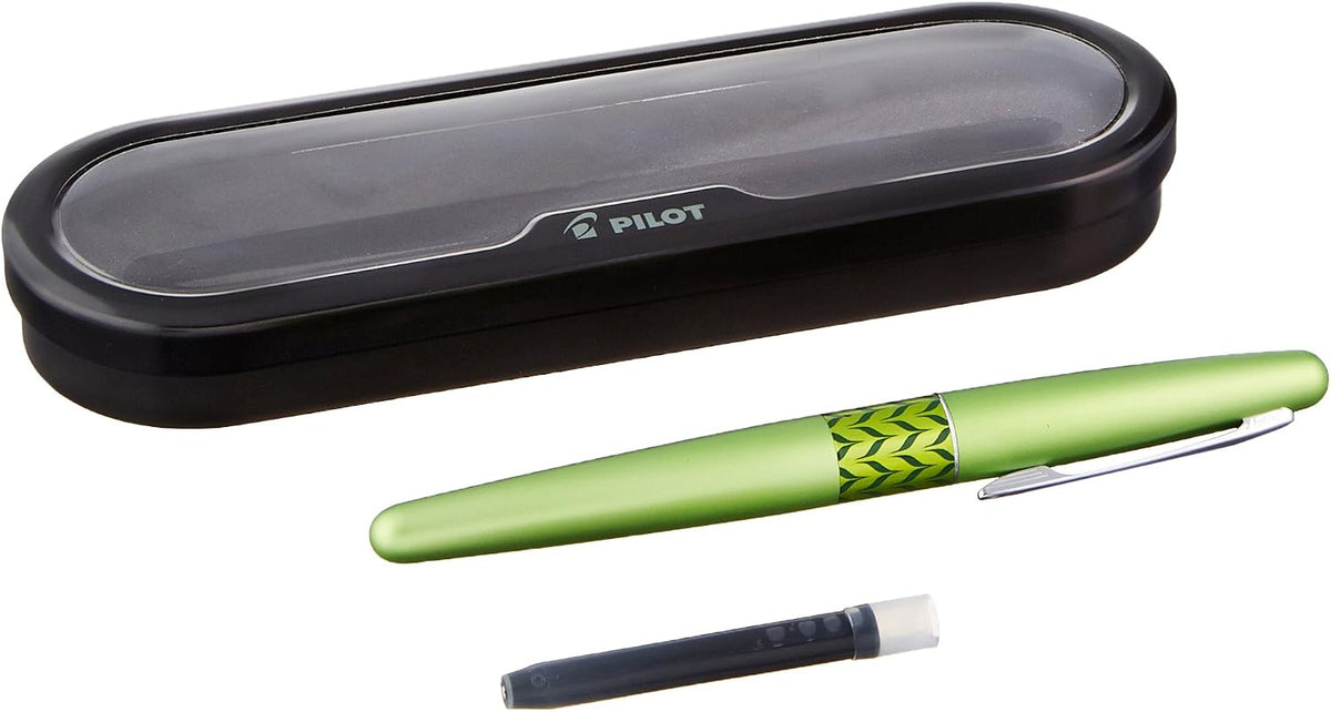 Pilot Metropolitan Retro Pop Fountain Pen - Green

The Pilot MR Retro Pop Collection combines retro designs with an array of brightly colored, patterned accent bands for just a touch of the pop.

Crafted with premium brass barrels and polished stainless steel accents, featuring sophisticated looks with durability for daily use. Bring a touch of your groovy side to the most professional occasions. The Pilot MR Retro Pop Fountain Pen is equipped with a fine stainless steel nib and comes with a converter and a