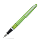 Pilot Metropolitan Retro Pop Fountain Pen - Green

The Pilot MR Retro Pop Collection combines retro designs with an array of brightly colored, patterned accent bands for just a touch of the pop.

Crafted with premium brass barrels and polished stainless steel accents, featuring sophisticated looks with durability for daily use. Bring a touch of your groovy side to the most professional occasions. The Pilot MR Retro Pop Fountain Pen is equipped with a fine stainless steel nib and comes with a converter and a