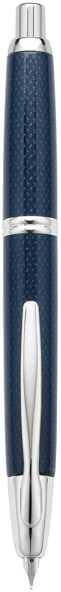 Pilot Vanishing Point Fountain Pen - Blue CarbonesqueThe Vanishing Point retractable fountain pen is a product rich in both history and performance. Its brilliant design and ingenious technology make it a pen for the new age. A larger size, durable metal body and attractive appointments make the Vanishing Point unmistakably unique. Available in black, blue and red barrel colors with gold or rhodium accents, black or blue carbonesque finishes with rhodium accents, and yellow, brown, raden, chrome, white and 