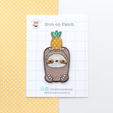 Pineapple Sloth Embroidered Iron-On Patch