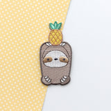 Pineapple Sloth Embroidered Iron-On Patch