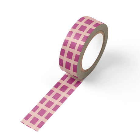 Add a bright pop of pattern with this hot pink washi tape featuring light pink gingham stripes. Perfect for Valentine’s crafts, scrapbooking, or making every project a little sweeter.

Additional Details:
- 15 mm width
- 10 m length