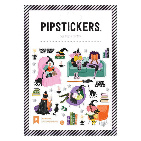 PipStickers are the PERFECT gift for the sticker lover in your life - even if it's you! These unique PVC designs with holographic silver foil accents come on a clear backing and cannot be found anywhere else.

Includes one 4" x 4" sheet of Book Coven PipStickers and includes the Pipsticks manifesto.