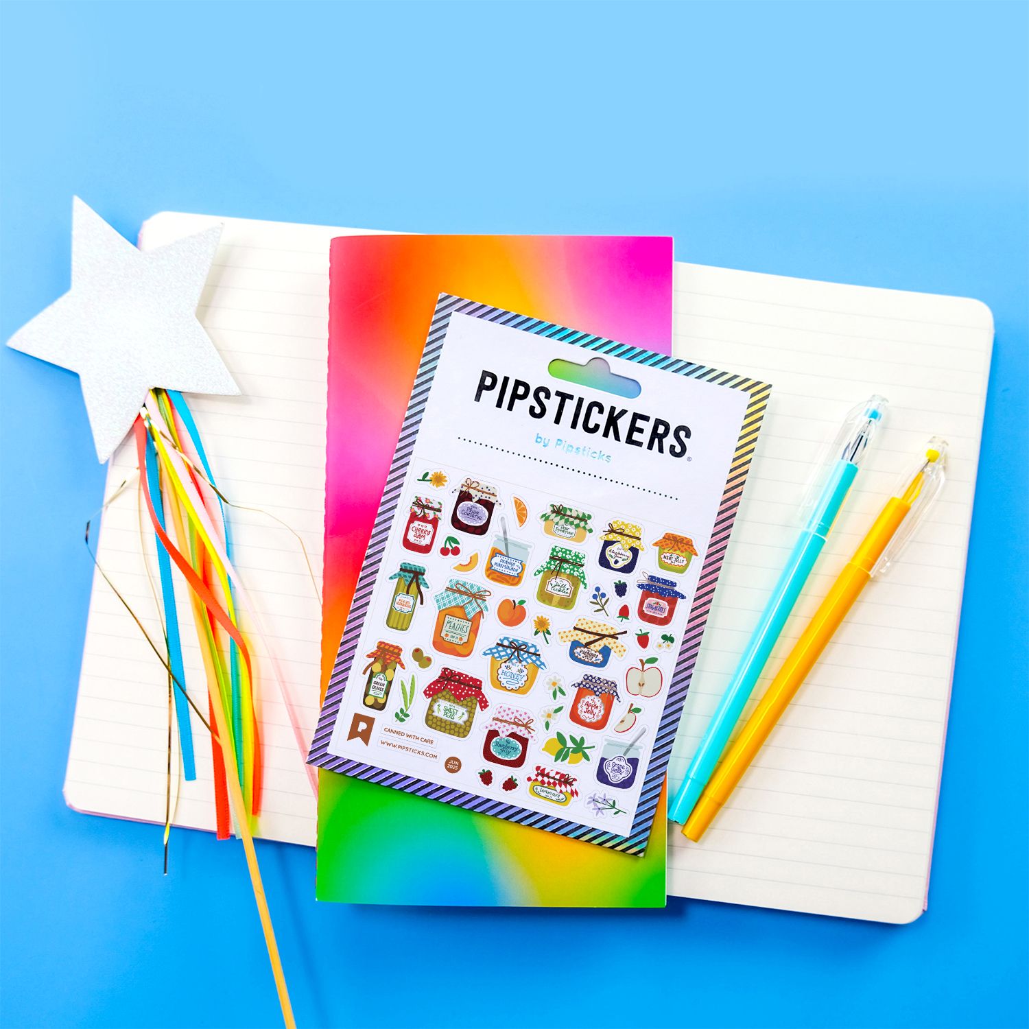 PipStickers are the PERFECT gift for the sticker lover in your life - even if it's you! These unique PVC designs with silver foil accents come on a clear backing and cannot be found anywhere else.

Includes one 4" x 4" sheet of Canned With Care PipStickers and includes the Pipsticks manifesto.