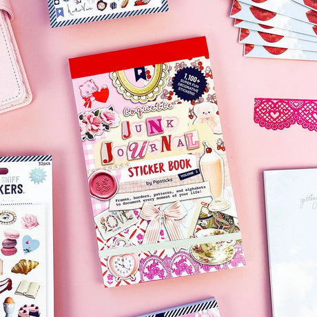 Sweet, nostalgic, and a little bit extra—in the best way. The Coquette Junk Journal Sticker Book is packed with all the pretty details your pages have been waiting for. Think bows, florals, frames, patterns, alphabets, and darling vintage-inspired bits made for layering, collaging, and documenting every little moment.