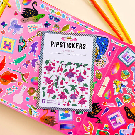 Pipsticks - Fuchsia Flutters Sticker Sheet

PipStickers are the PERFECT gift for the sticker lover in your life - even if it's you! These unique PVC designs with holograghic gold foil accents come on a clear backing and cannot be found anywhere else.

Includes one 4'' x 4'' sheet of Fuchsia Flutters PipStickers and includes the Pipsticks manifesto.