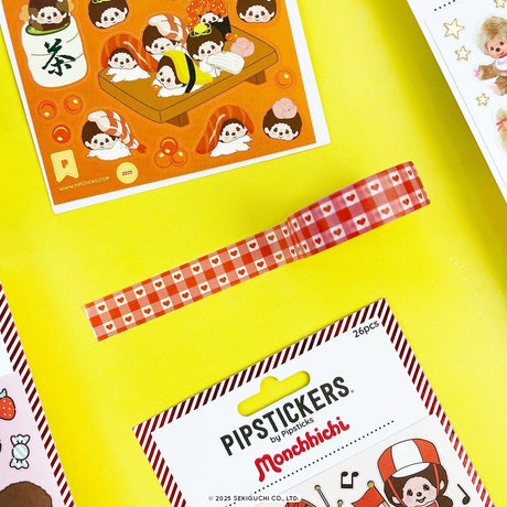 Pipsticks - Gingham Hearts Monchhichi Washi Tape