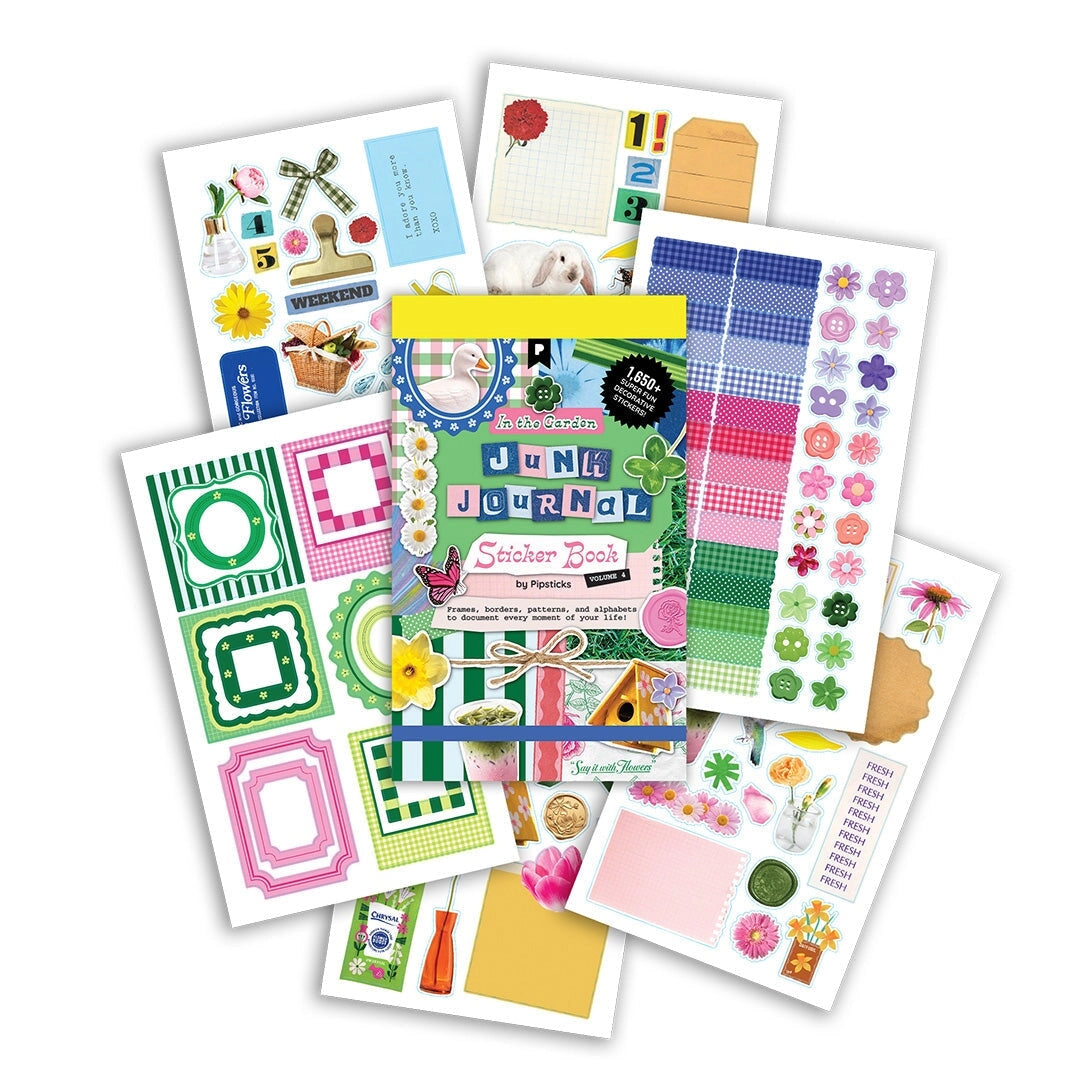 Create dreamy garden-inspired pages with the In The Garden Junk Journal Sticker Book. This creative sticker journal includes botanical stickers, patterned papers, and alphabet stickers designed for layering, collage, and junk journaling. Filled with florals, greenery, and nature-inspired textures, it’s perfect for decorating journals, scrapbooks, planners, and snail mail projects.

With 30 tear-off pages, this sticker book makes it easy to pull, place, and play—no commitment issues here. Perfect for junk jo