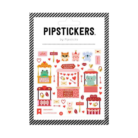 PipStickers are the PERFECT gift for the sticker lover in your life - even if it's you! These unique PVC designs with silver foil accents come on a clear backing and cannot be found anywhere else.

Includes one 4" x 4" sheet of Kissing Booth PipStickers and includes the Pipsticks manifesto.